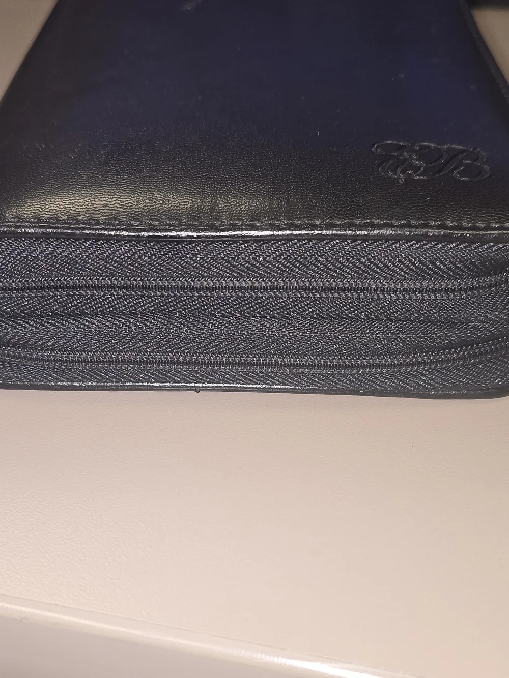 Vintage Enzo Baglioni Black Leather Zip Around 6-Ring Organizer Wallet Planner